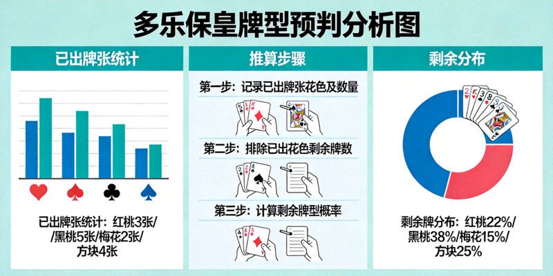 多乐保皇牌型预判分析图 - 展示如何根据已出牌张推算剩余牌分布