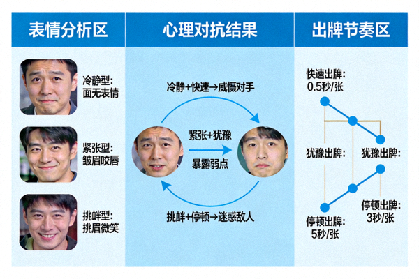 多乐保皇心理博弈示意图 - 玩家通过表情与出牌节奏进行心理对抗